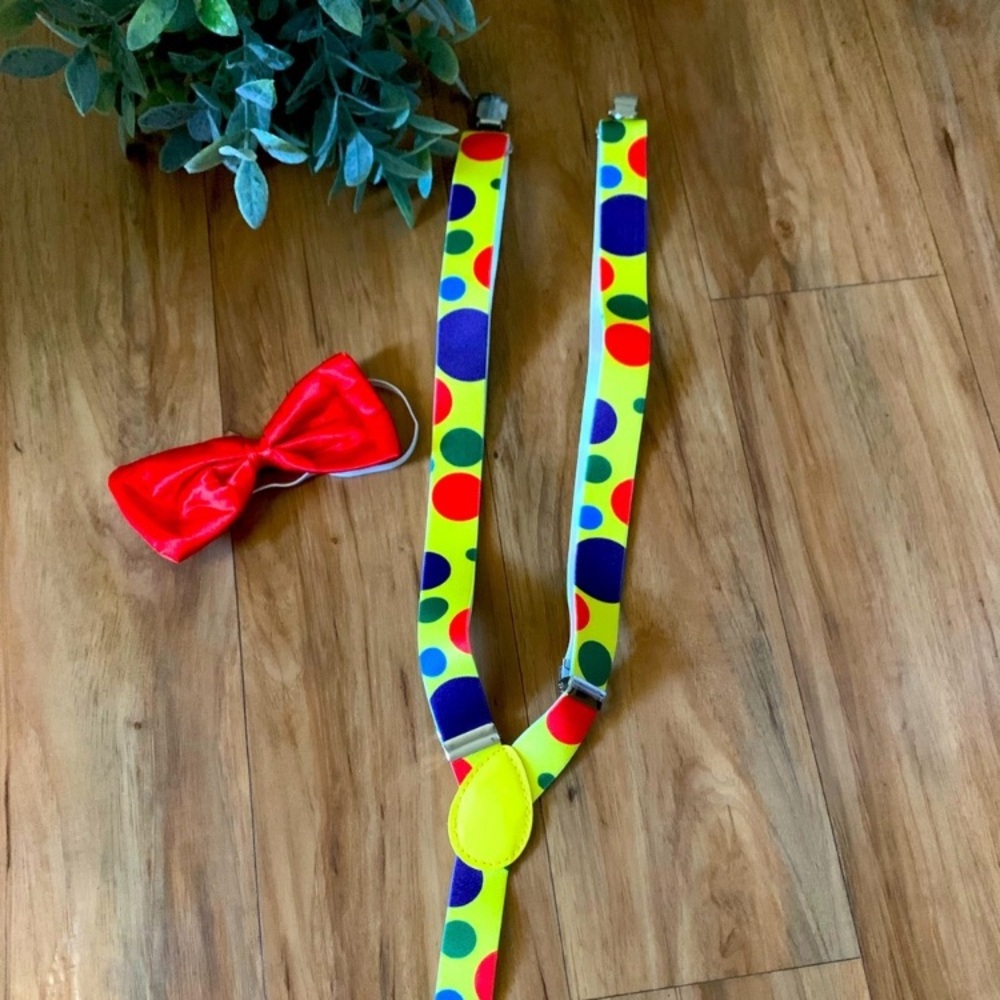 ~Kid’s Clown Accessories Red Bow Tie & Suspenders~